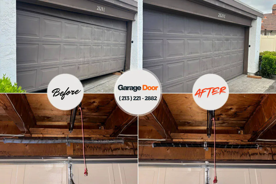 Before and after: garage door repair Crump, TN